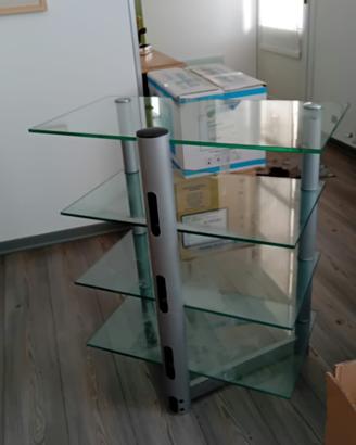 Scaffale libreria porta Tv in vetro e metallo