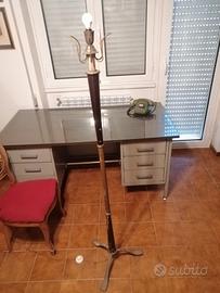 piantana vintage legno e ottone 