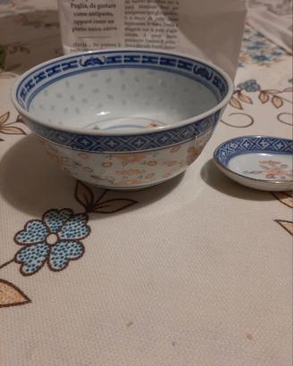 Ciotola e cucchiaio cinese vintage 