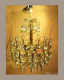 Lampadario sei luci ottone e cristallo