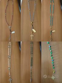 Collane rosario placcate oro e argento e bracciale