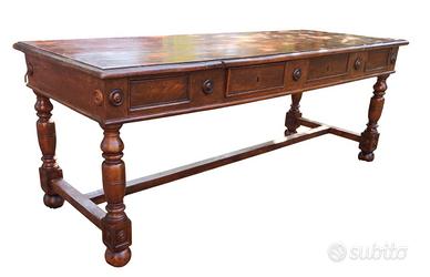 Tavolo scrittoio barocco emiliano a rocchetto