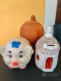 Collezione tre salvadanai - ceramica e terracotta