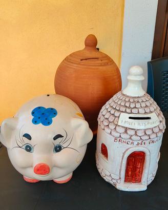 Collezione tre salvadanai - ceramica e terracotta