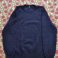 Maglione Blu Benetton    -   Misto Lana   TG. L