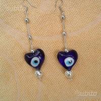 Orecchini cuore occhio Allah greco fortuna ciondol