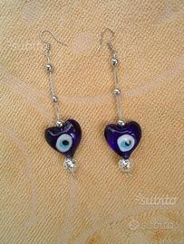 Orecchini cuore occhio Allah greco fortuna ciondol