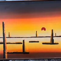 Mario Aubry quadro tramonto 1964 con cornice