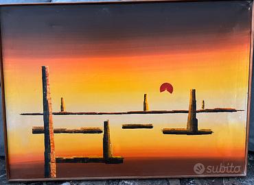 Mario Aubry quadro tramonto 1964 con cornice