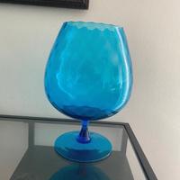 Vaso coppa vetro soffiato turchese blu