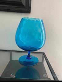 Vaso coppa vetro soffiato turchese blu