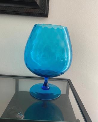 Vaso coppa vetro soffiato turchese blu
