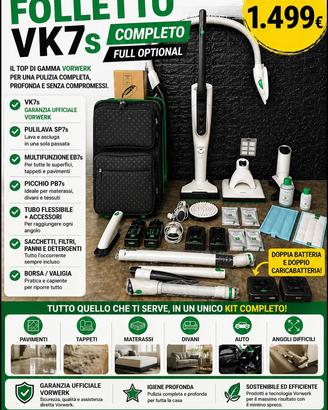 Folletto Vk 7 S CAMPIONARIO COMPLETO PERFETTO