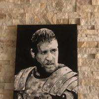 QUADRO DIPINTO SU TELA '' IL GLADIATORE ''firmato