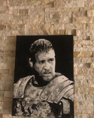 QUADRO DIPINTO SU TELA '' IL GLADIATORE ''firmato