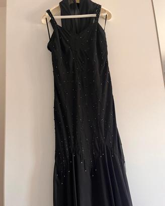 Abito sartoriale lungo da cerimonia con paillettes