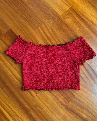 Crop top arricciato rosso Subdued xs