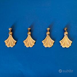 4 maniglie in ottone pendenti a ventaglio vintage