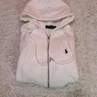Felpa Ralph Lauren Bianca con Zip e Cappuccio