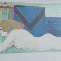 BRUNO CARUSO - Donna sdraiata - litografia (1974)