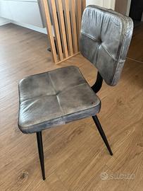 Sedia vintage industrial grigio scuro in pelle