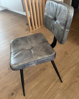 Sedia vintage industrial grigio scuro in pelle