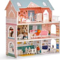 Casa delle bambole in legno per bambine e ragazze,