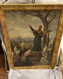 Dipinto Antico Olio su Tela - Scena Religiosa