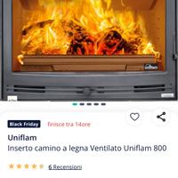 Grande inserto per camino a legna ventilato