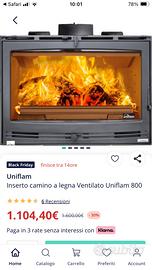 Grande inserto per camino a legna ventilato