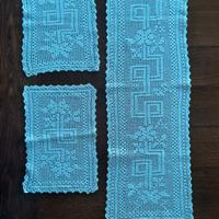 Set 3 centri filet in cotone bianco