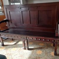 Antica panca in noce 1920 Liberty con schienale