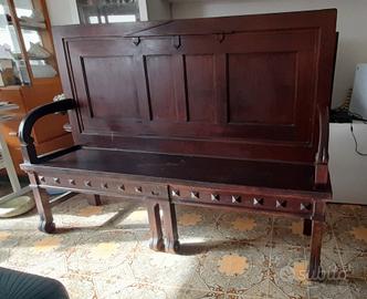 Antica panca in noce 1920 Liberty con schienale