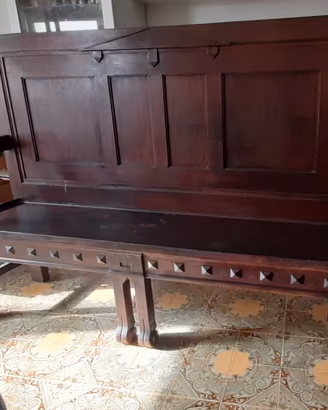 Antica panca in noce 1920 Liberty con schienale