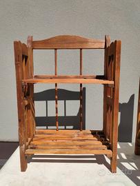 3 scaffali espositori pieghevoli in legno 