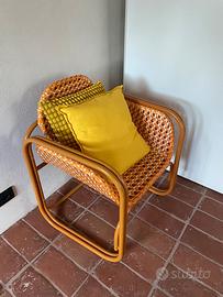 Poltrona rattan giallo arancione ocra