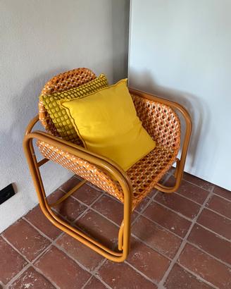 Poltrona rattan giallo arancione ocra