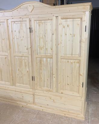 Armadio 4 porte 2 cassetti abete