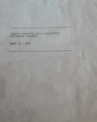 Libretto istruzioni calcolatrice SHARP EL - 6200