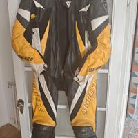 tuta moto intera Dainese Monza gialla e nera TG50