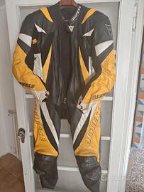 tuta moto intera Dainese Monza gialla e nera TG50