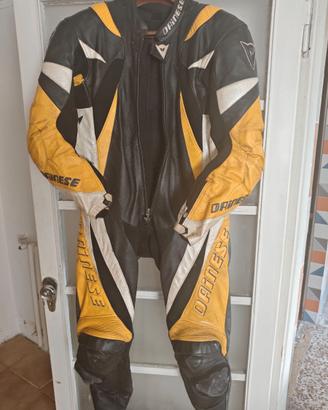 tuta moto intera Dainese Monza gialla e nera TG50
