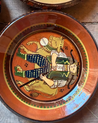 otto 5 piatti in ceramica Schneider dipinti a mano