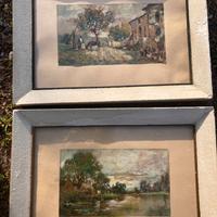 Olio su Coppia di olio su carta di Giovanni Meroli