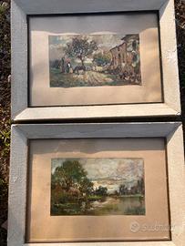 Olio su Coppia di olio su carta di Giovanni Meroli