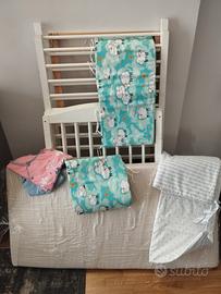 Lettino bambini con sponde completo di materasso