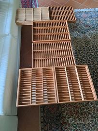 6 ESPOSITORI/CONTENITORI PORTA MUSICASSETTE  LEGNO