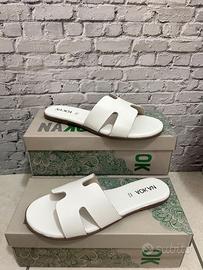 Ciabatte Donna Vera Pelle Bianca estive 40