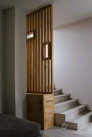 Pareti divisorie in listelli di legno massello