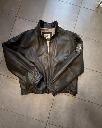 Giubbotto bomber in pelle Motor Oil